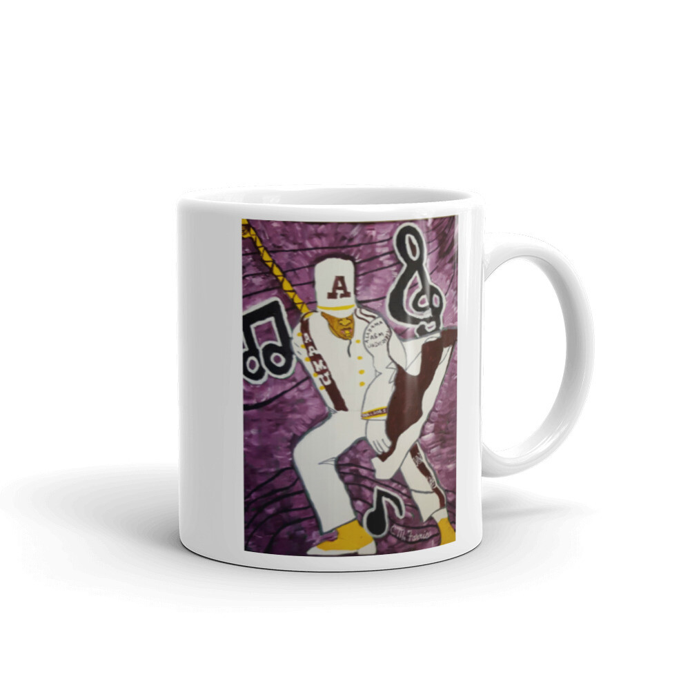 AAMU Drum Major White glossy mug, Size: 11oz
