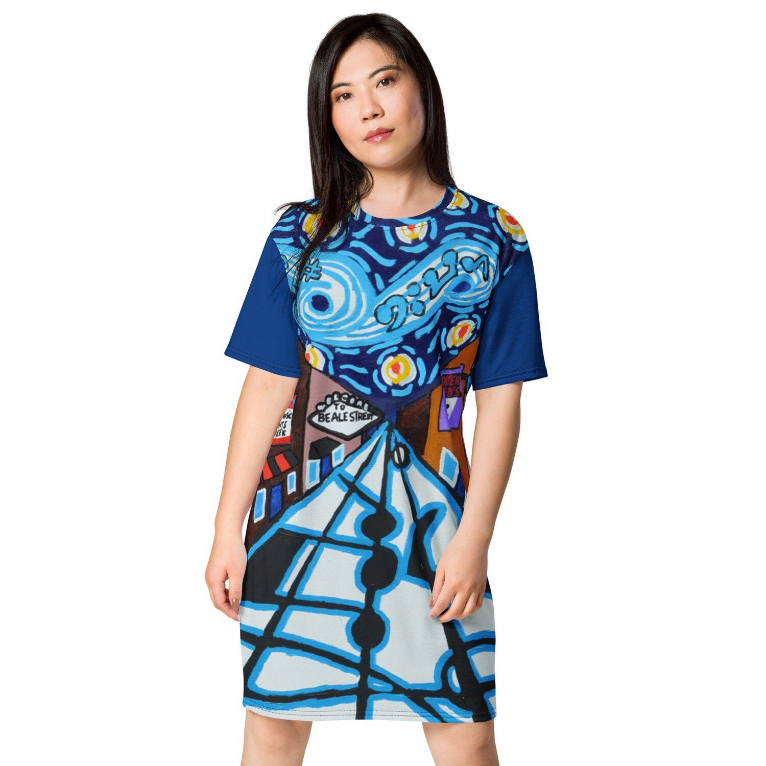 Memphis Nights On Beale Street T-shirt dress, Size: 2XS