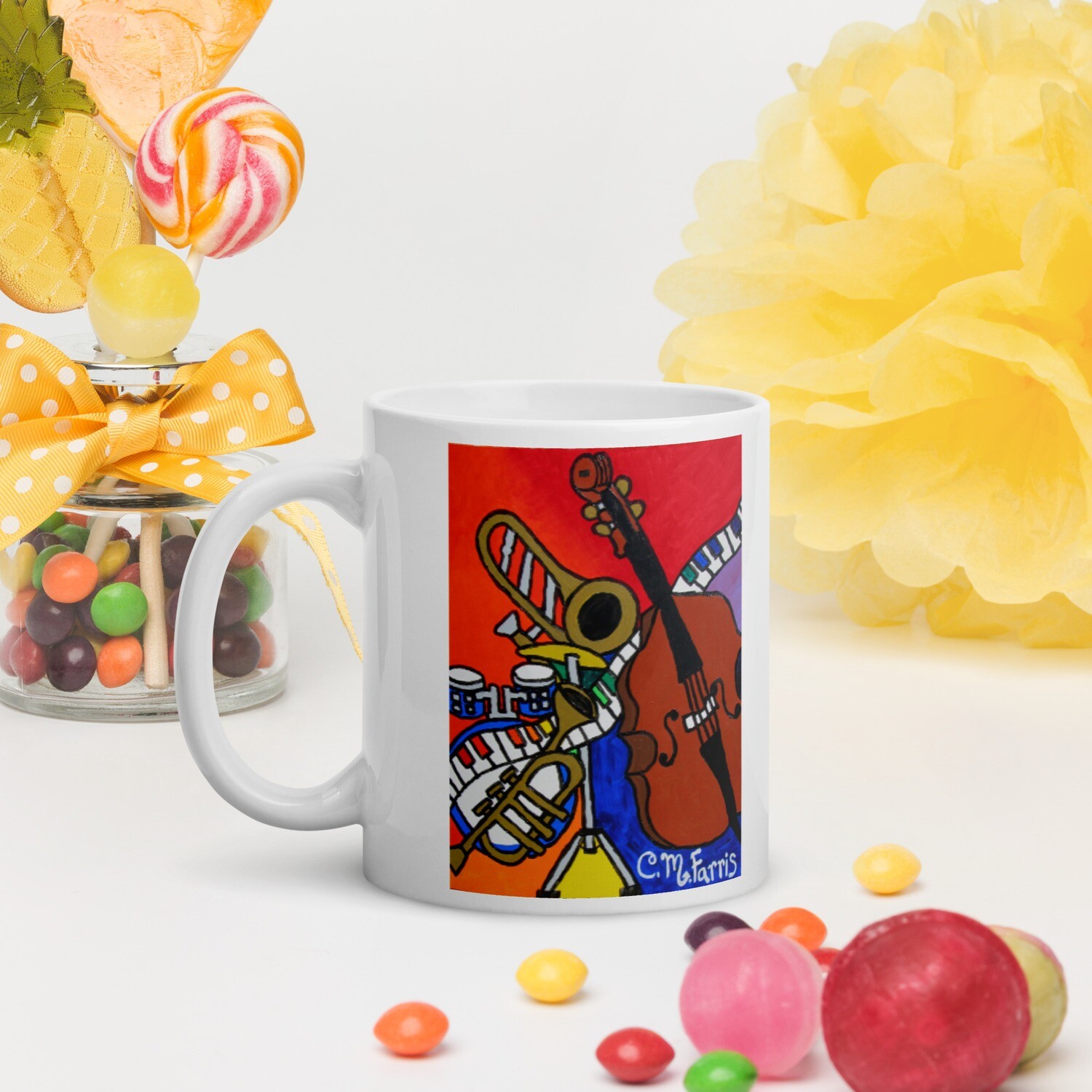Music Vibes #2 White glossy mug, Size: 11oz