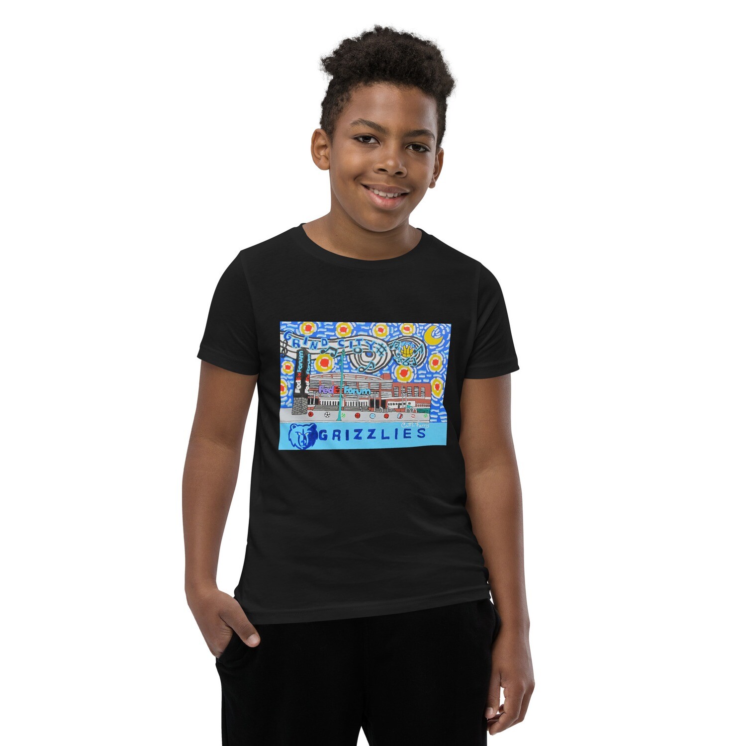 Grind City Nights Boys Youth T-Shirt, Color: Black, Size: S