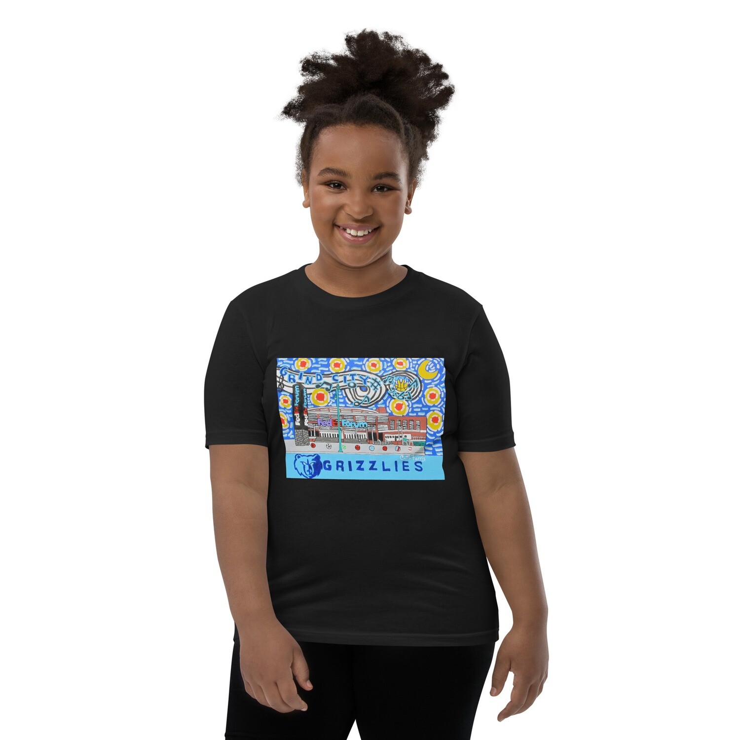 Grind City Nights Girls Youth T-Shirt, Color: Black, Size: S