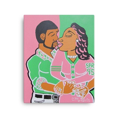 Lovers Embrace: Pink and Green Edition 16x20 Canvas