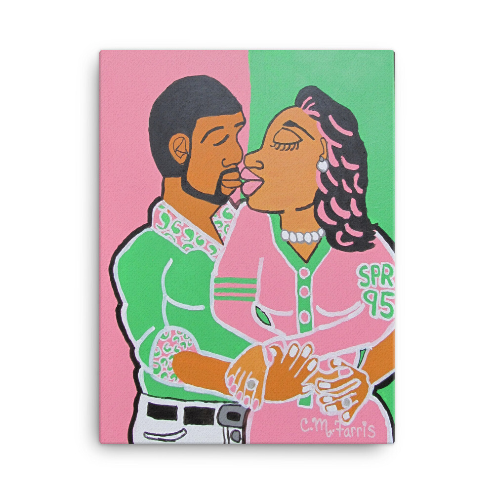 Lovers Embrace: Pink and Green Edition 18x24 Canvas 