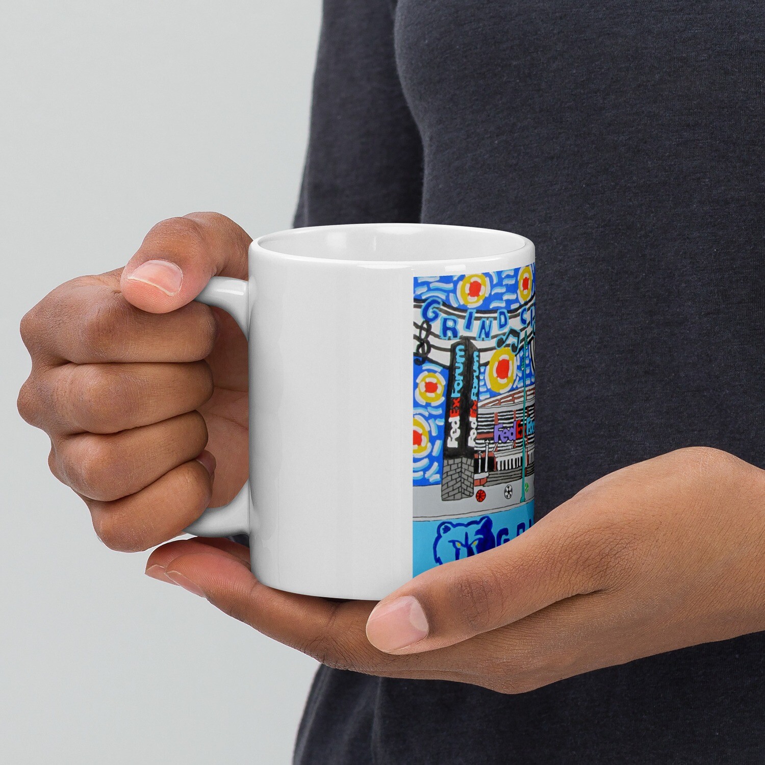 Grind City Nights White glossy mug