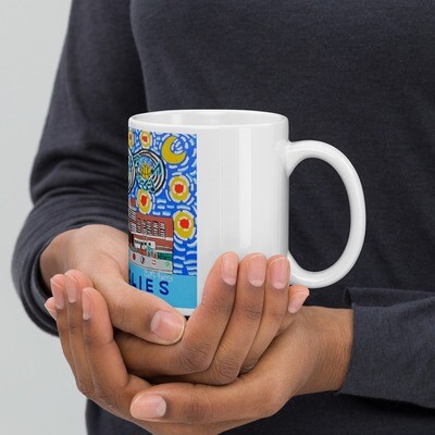 Grind City Nights White glossy mug