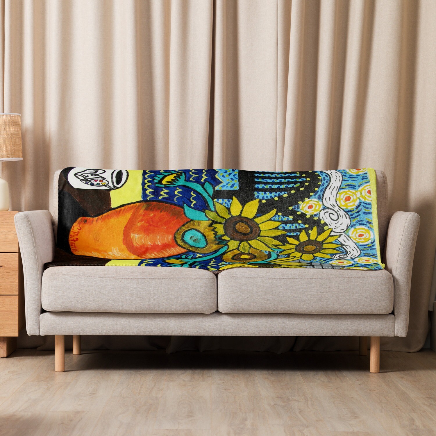 Sunflowers and Memphis Nights Sherpa blanket