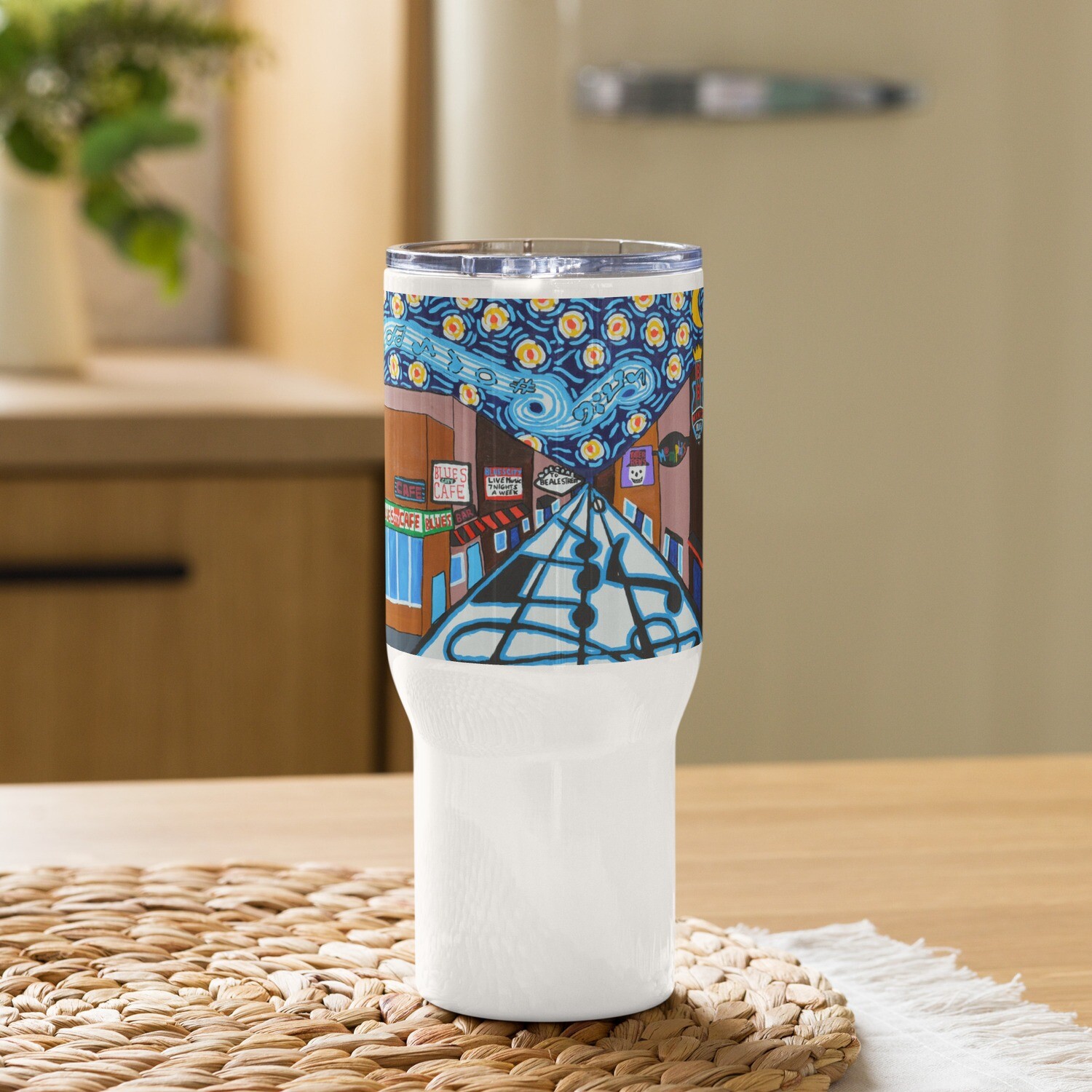 Memphis Nights on Beale Street Travel mug with a handle