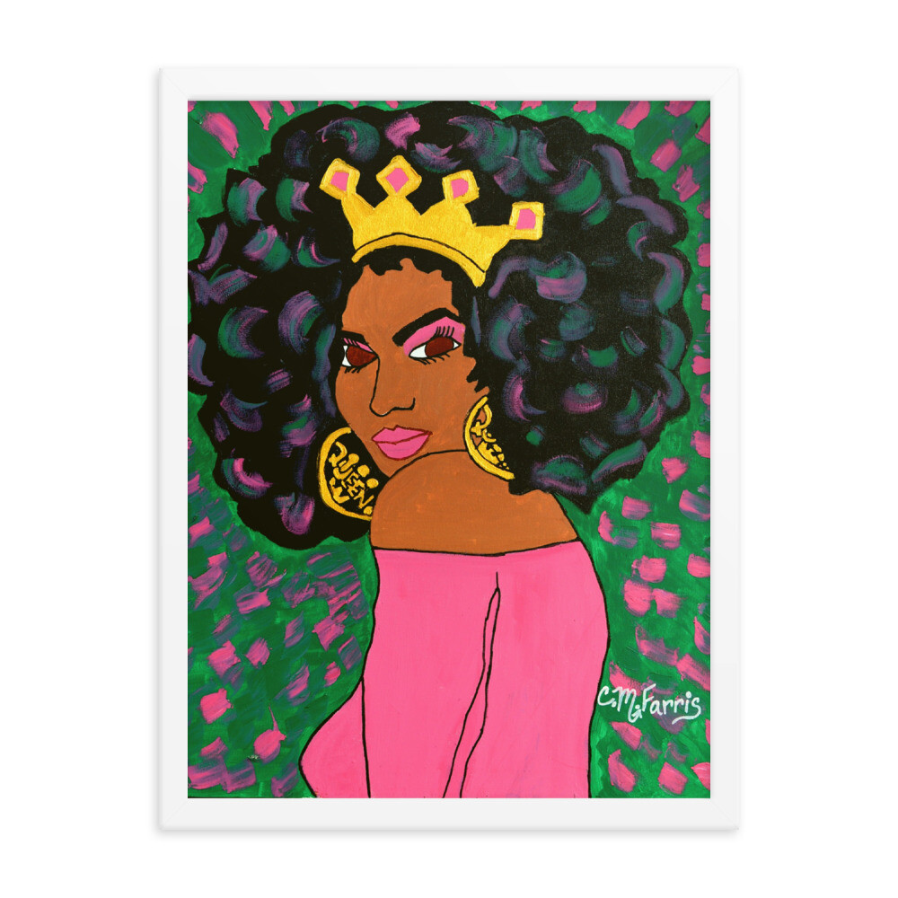 Black Queen Framed 18X24 Print, Color: White