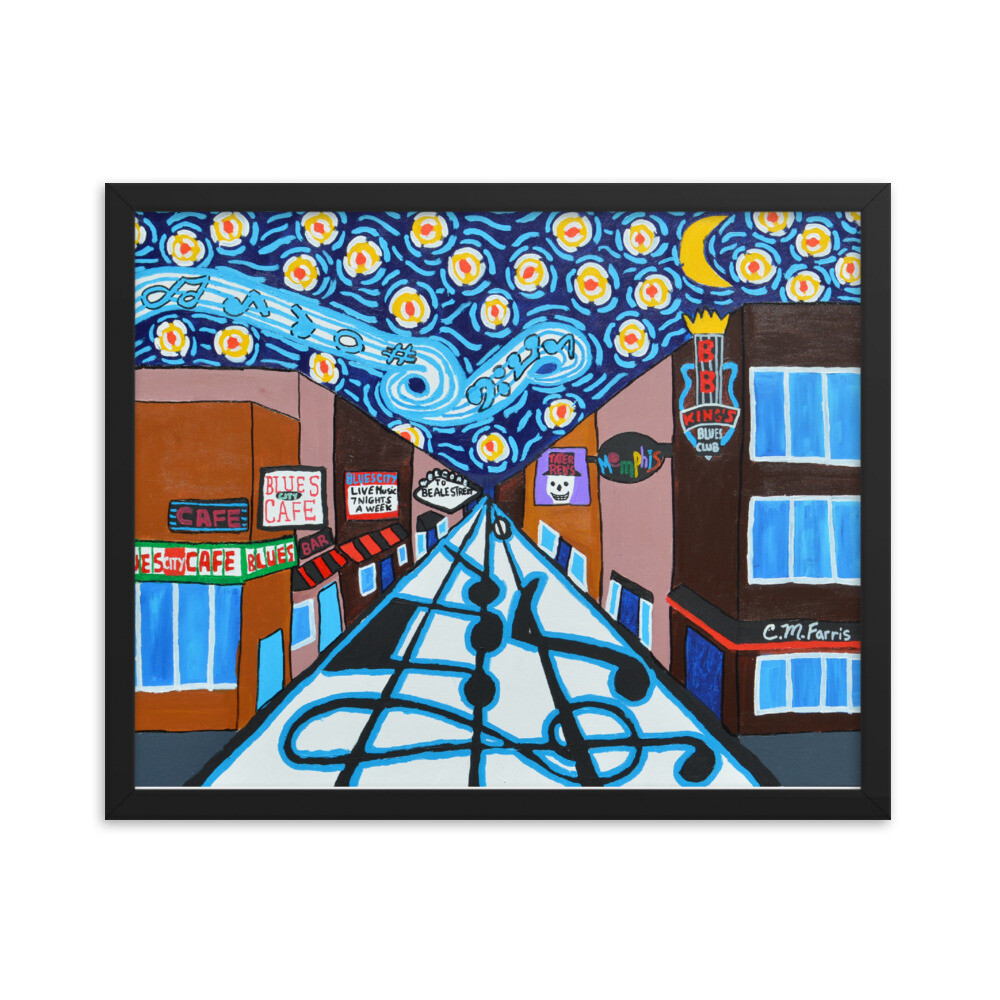 Memphis Nights on Beale Street Framed Print, Size: 16×20