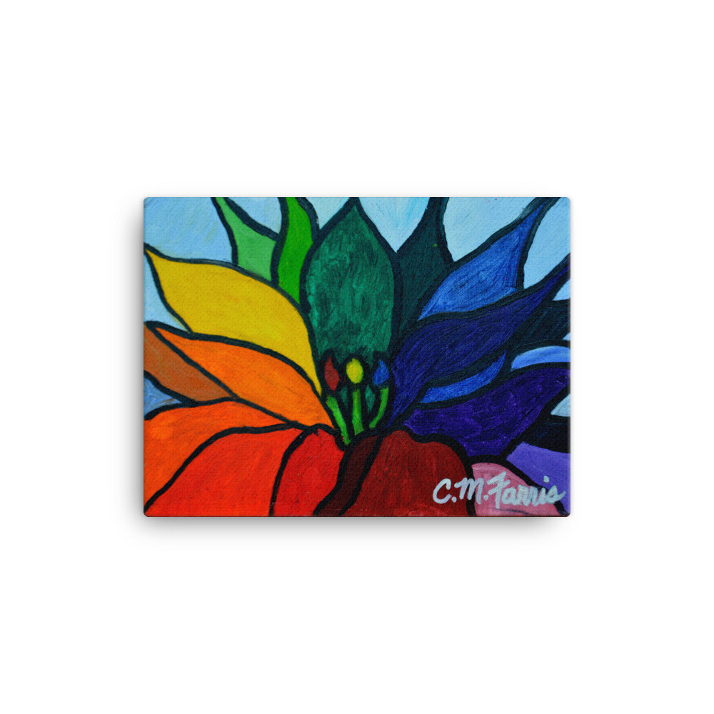 Rainbow Lotus Flower Canvas Print, Size: 12×16