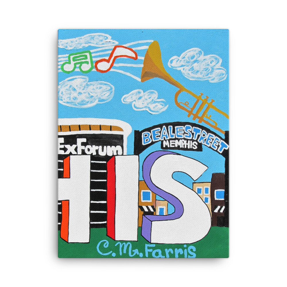 Sights &amp; Sounds of Memphis (3 of 3 pc set) 18x24 Canvas