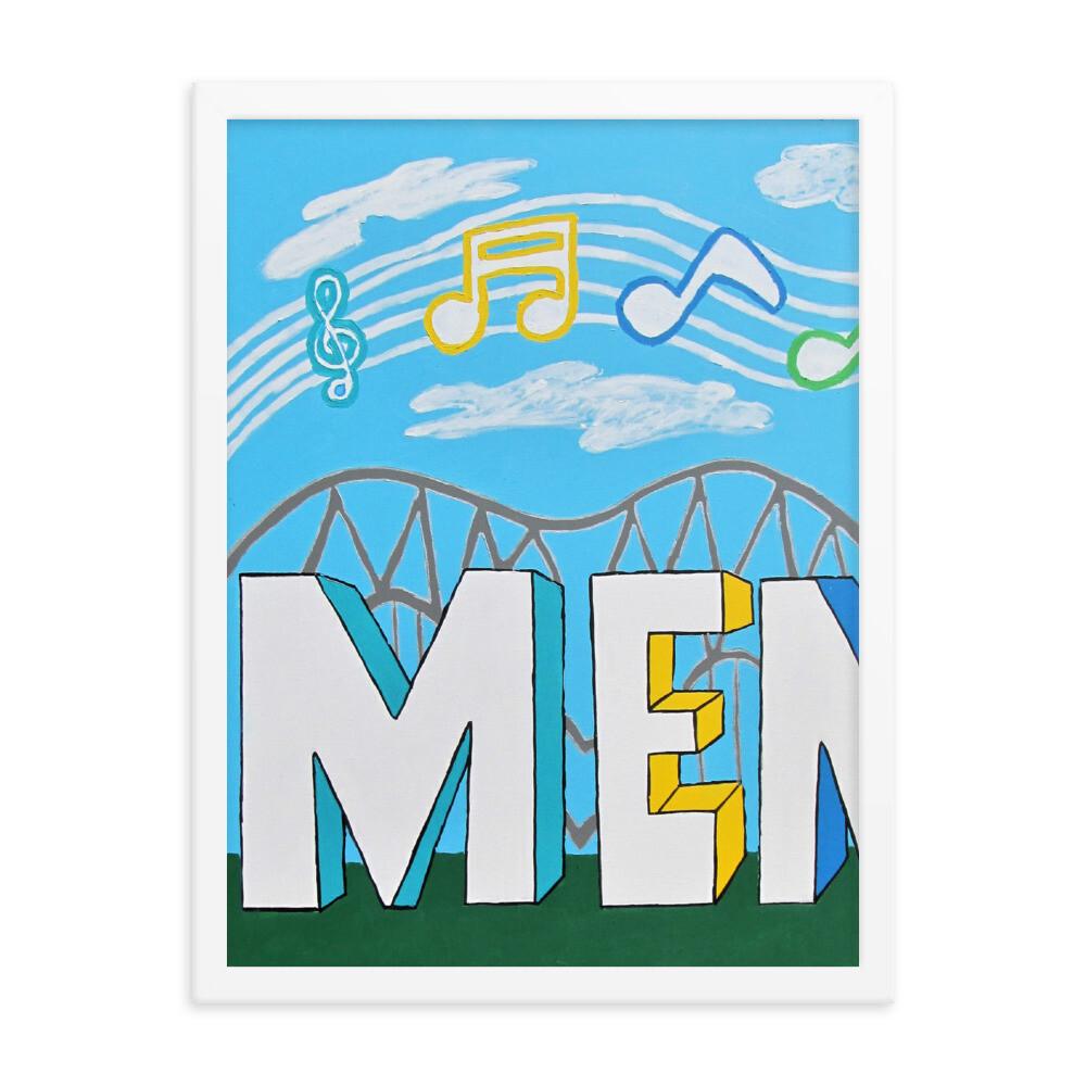 Sights &amp; Sounds of Memphis 1 of 3 pc set  18x24 Framed Print, Color: White