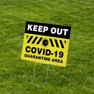 "Keep Out Quarantine Area" Lawn Signs 18"x24" Corrugated Plastic - 10 Pack