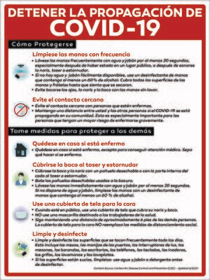 Prevent the Covid 19 Spread Informative PVC Sign - SPANISH