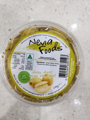 Nevia Foods Green Split Olives Marinated