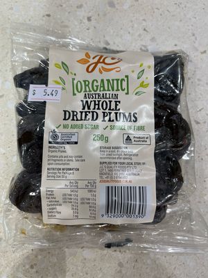 Organic Australian Whole Dried Plums
