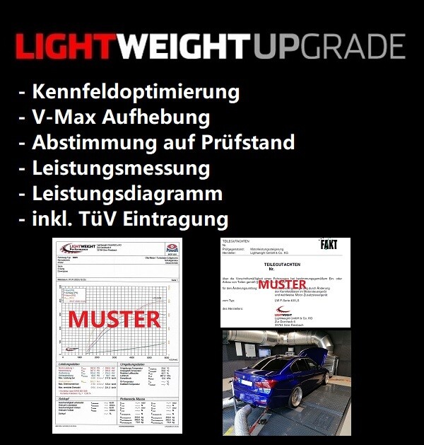 Lightweight Kennfeldoptimierung / V-Max Aufhebung inkl. TüV Eintragung und Leistungsdiagramm