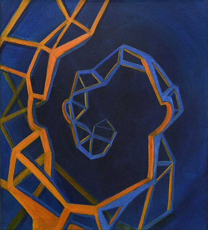 Evolution, 41x37cm, Tusche/Leinwand, 2019