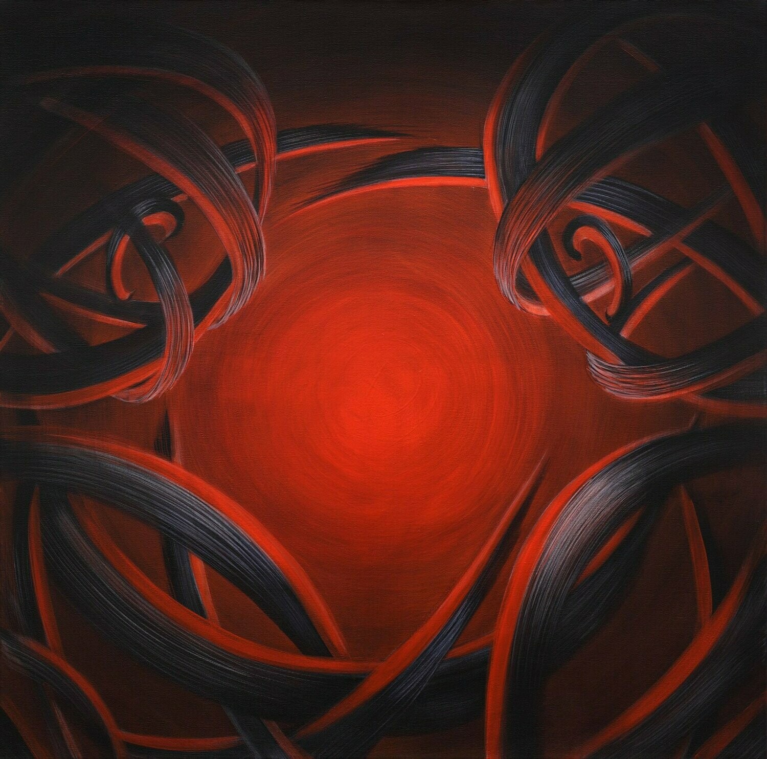 Lichtbringer, 80x80cm, Tusche, Acryl/Leinwand, 2018