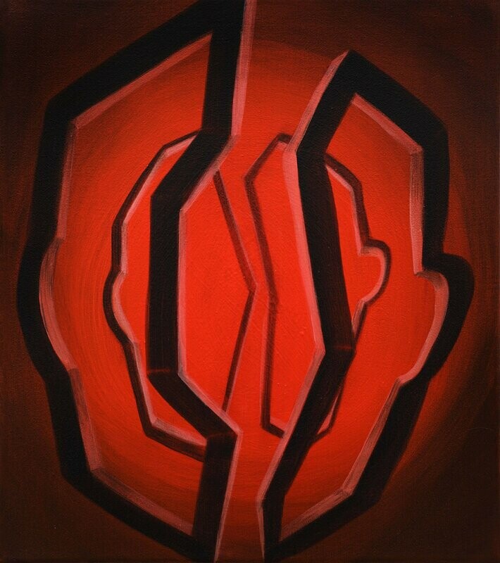 Fenster, 38x34cm, Tusche,Acryl/Leinwand, 2018