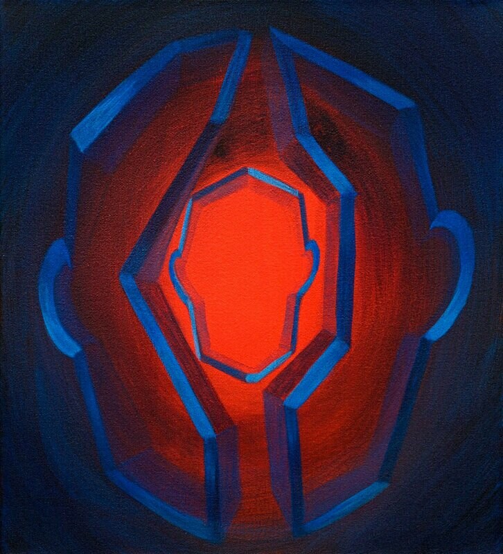 Keim, 38x34cm, Tusche,Acryl/Leinwand, 2018