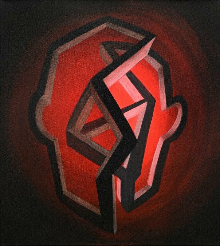 Geistige Architektur, 41x37cm, Tusche,Acryl/Leinwand, 2019