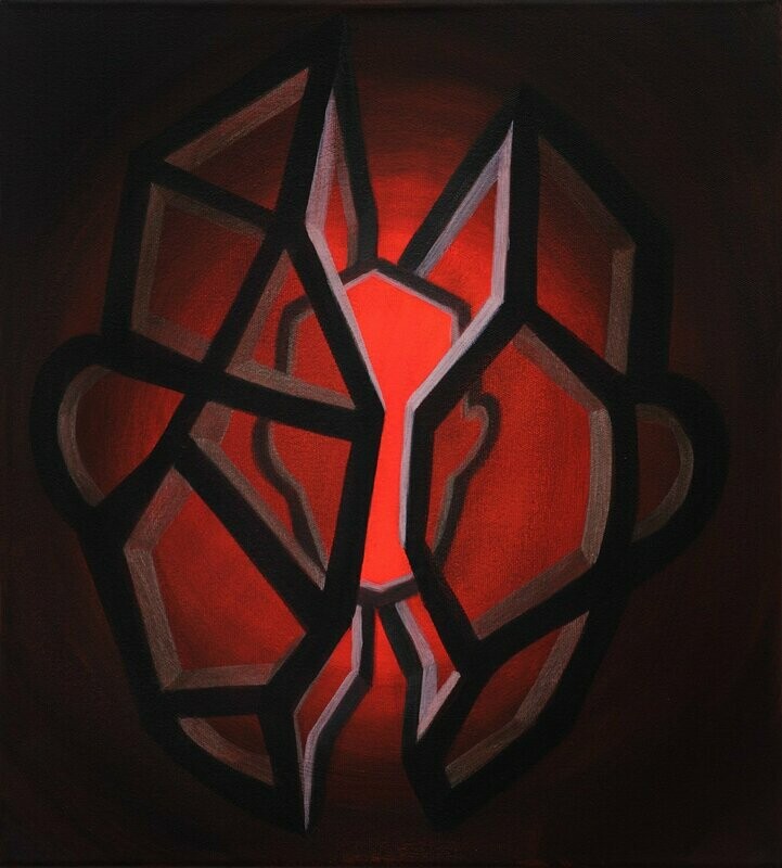 Geistige Architektur, 41x37cm, Tusche,Acryl/Leinwand, 2019