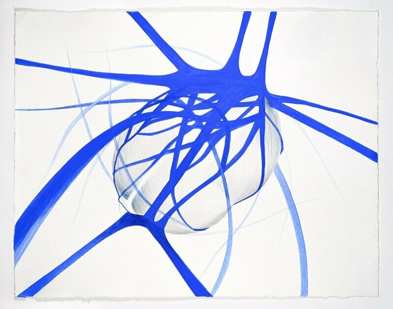 Geistiges Netz, 51x65cm, Buntstift,Gouache/Papier, 2010