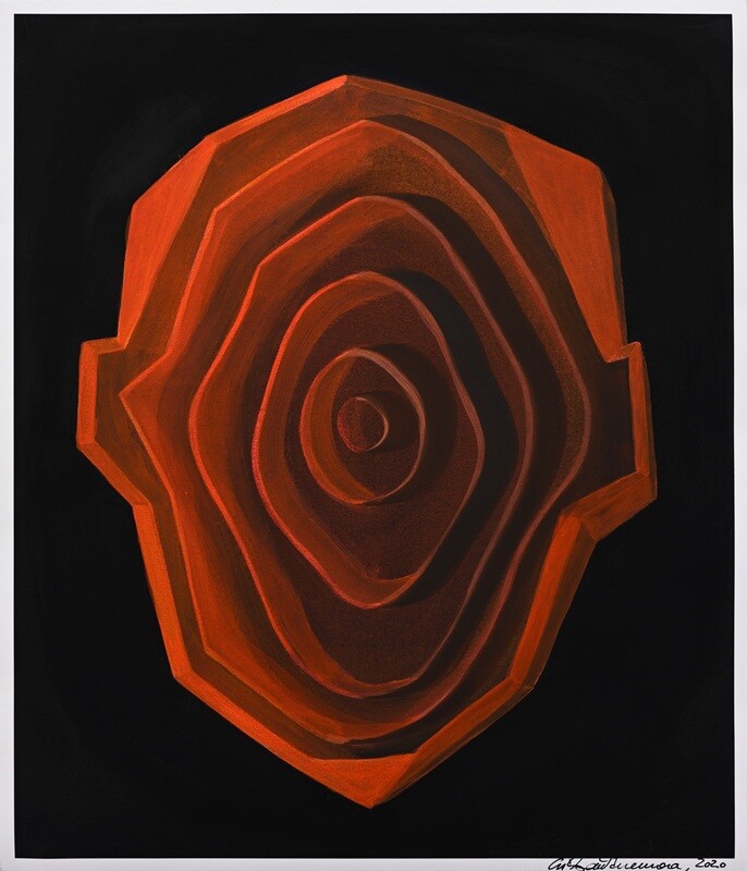 Schichten, 45x38,5cm, handbemaltes Unikat, Pigmentdruck/Papier, 2020, GERAHMT