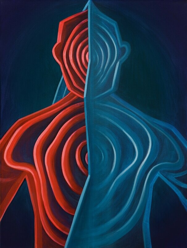 Resonanz, 80x60cm, Tusche,Acryl/Leinwand, 2020