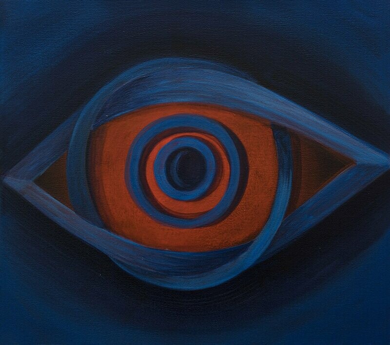 Auge, 36x40cm,Tusche, Acryl/Leinwand, 2018