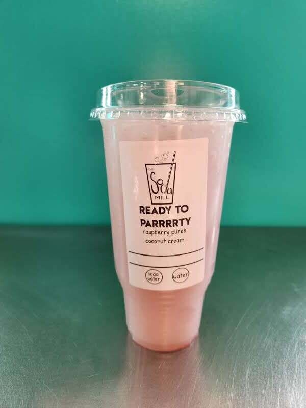 READY TO PARRRRTY - Sparkling or still water base with raspberry puree and coconut cream