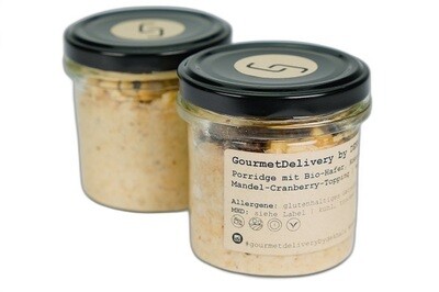 Porridge mit Bio-Hafer, Kokosmilch & Mandel-Cranberry-Topping  | 160 ml | vegan