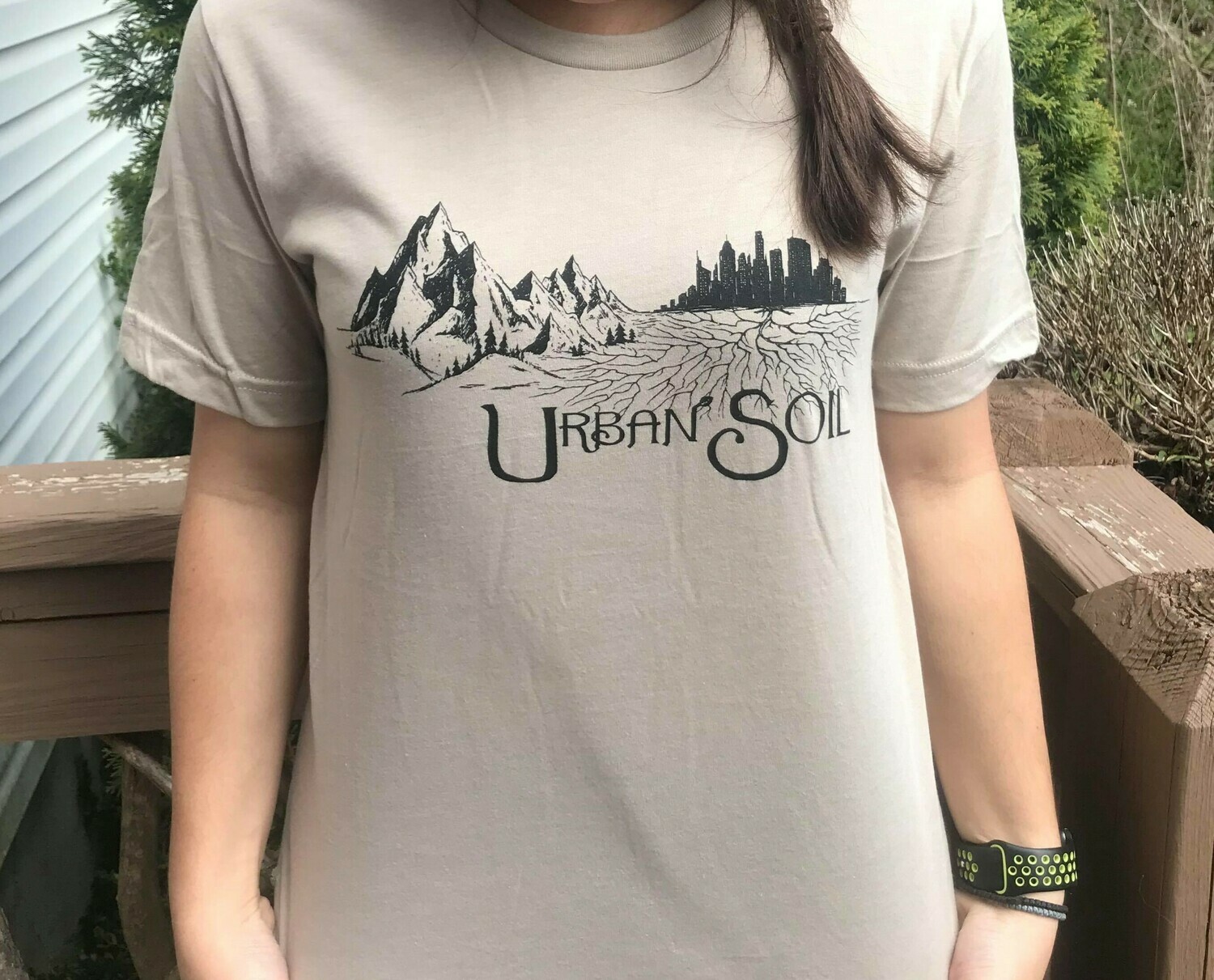 Black on Heather Tan Landscape T Shirt