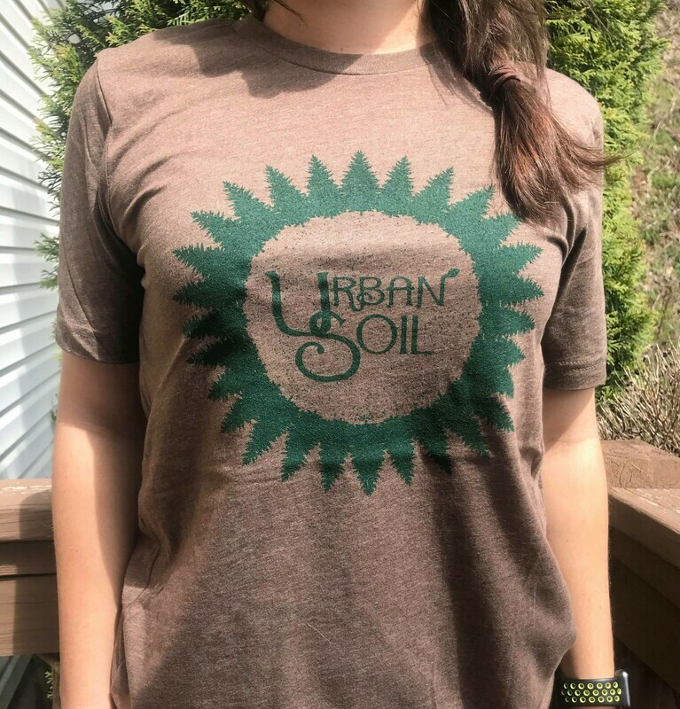 Green on Heather Brown Logo T Shirt