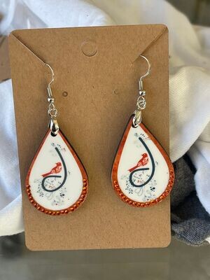 Smaller 1 1/2 inch Songbird Earrings - Orange Crystals