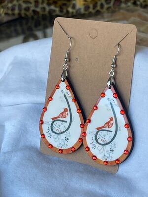 Songbird Earrings - Orange Crystals - 2 in