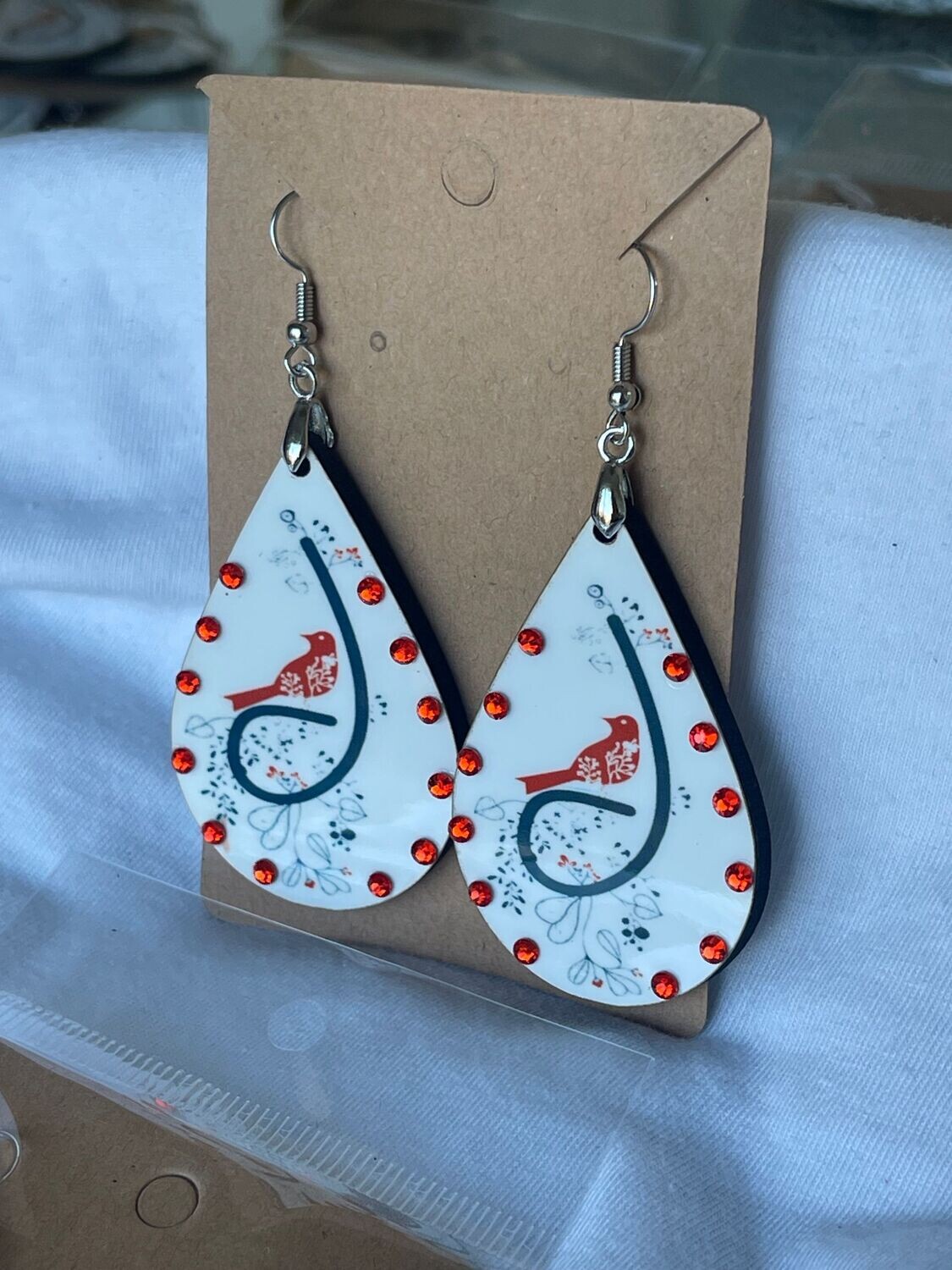 ​​Songbird Earrings - Orange Crystals - 2 in