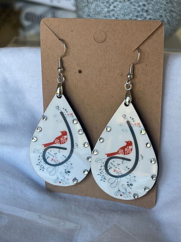 ​Songbird Earrings - White Crystals