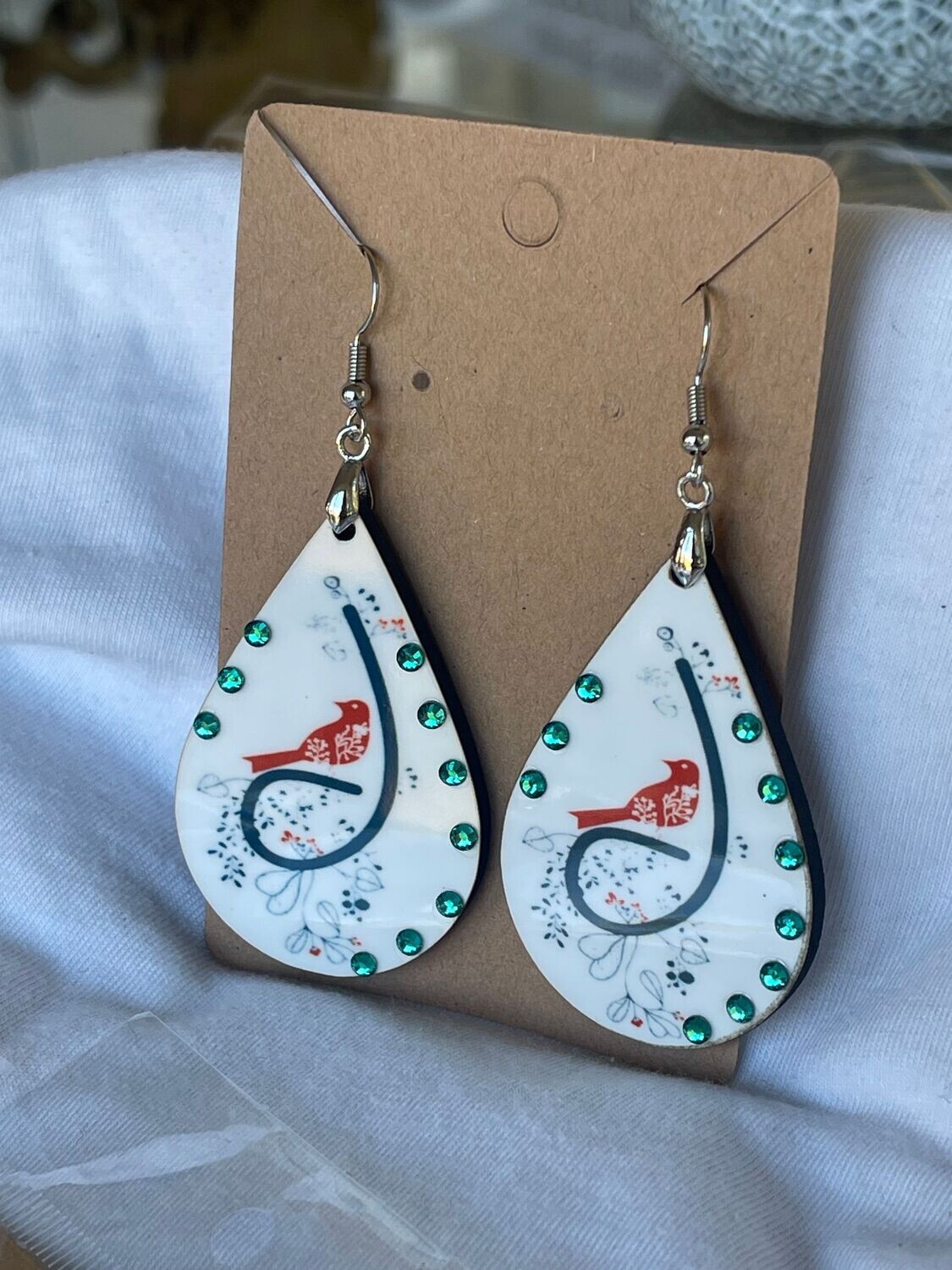​​Songbird Earrings - Teal Crystals