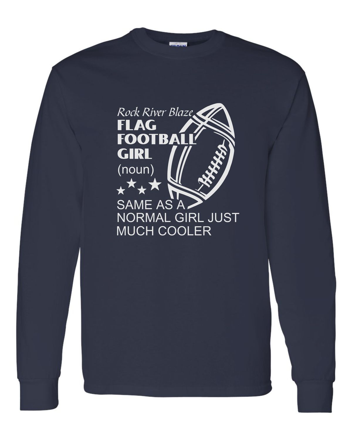 Unisex DryBlend® Long Sleeve T-Shirt - Flag Football Girl (noun) - Navy