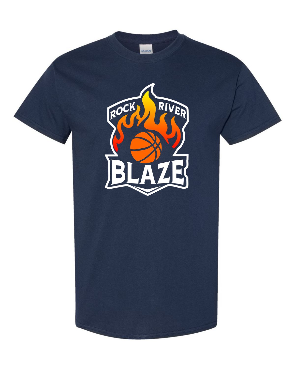 Unisex DryBlend™ Short Sleeve T-Shirt - Blaze Basketball - Navy