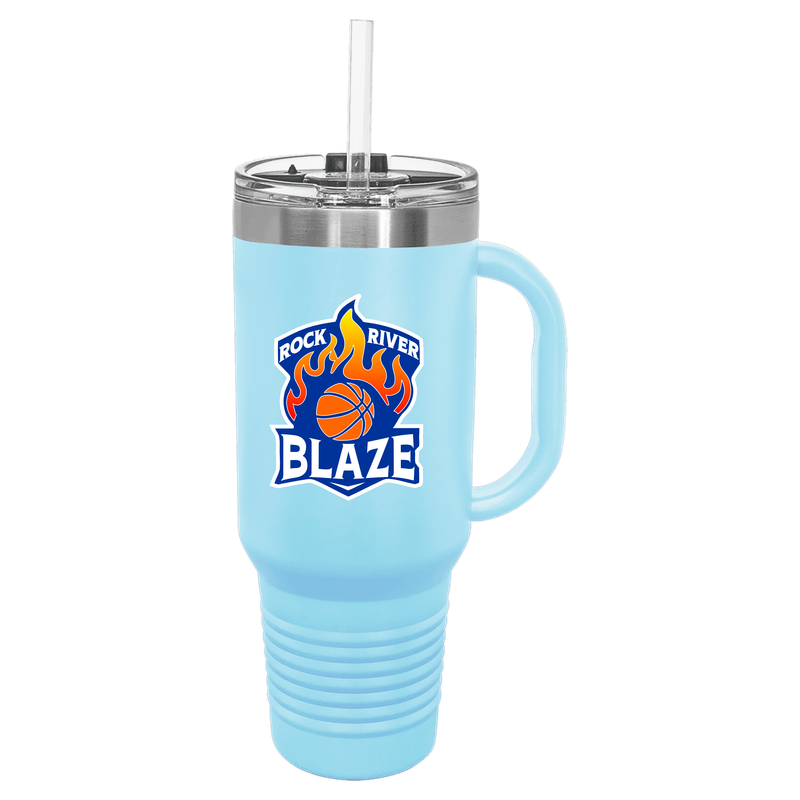 Polar Camel 40 oz. Light Blue Travel Mug with Snap Lid &amp; Straw