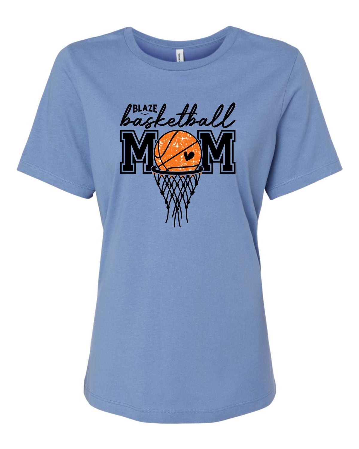 Women’s Relaxed Bella-Canvas Jersey Tee - Basketball MOM  1 - Carolina Blue