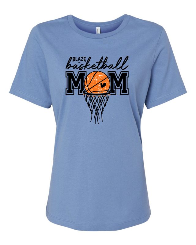 Women’s Relaxed Bella-Canvas Jersey Tee - Basketball MOM  1 - Carolina Blue