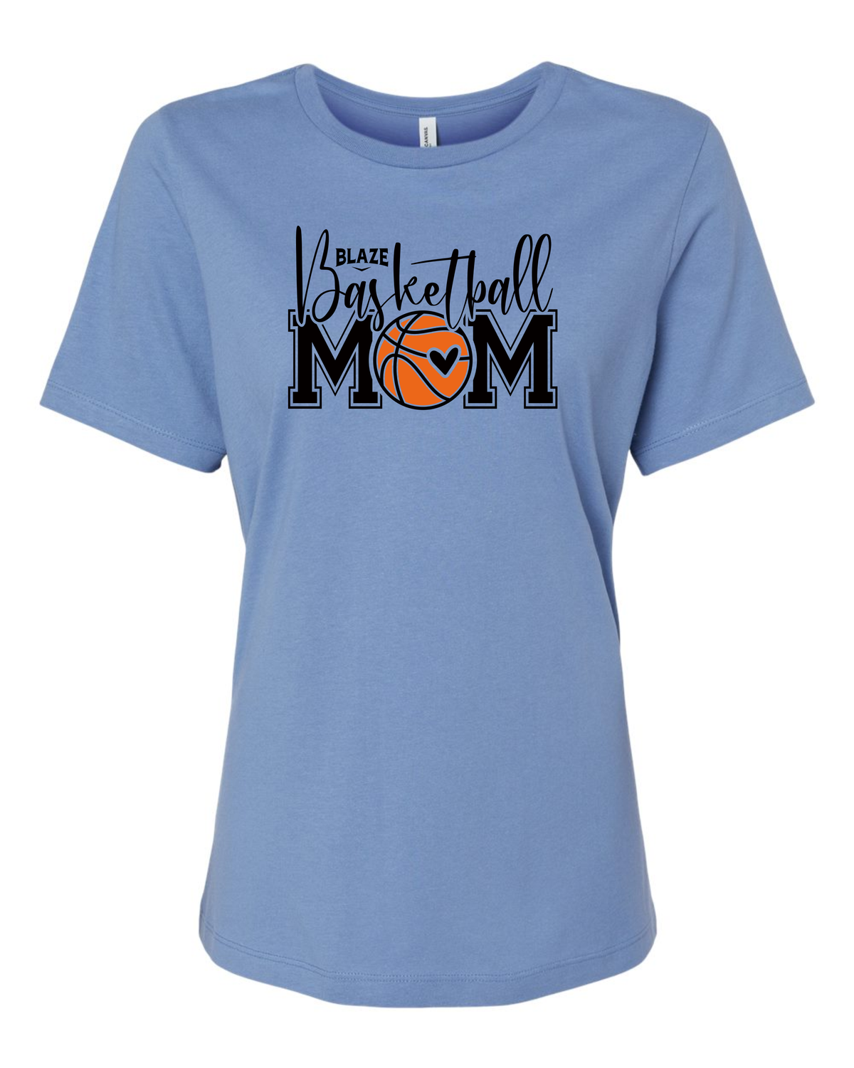 Women’s Relaxed Bella-Canvas Jersey Tee - Basketball MOM  2 - Carolina Blue
