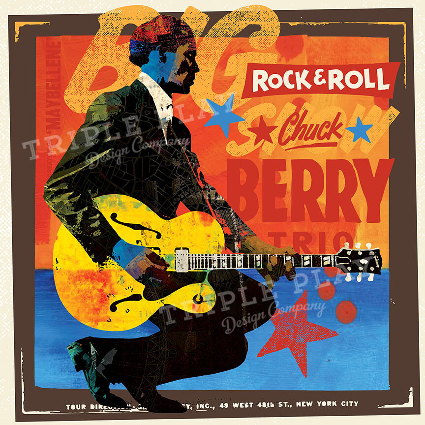 Rock 'n' Roll Chuck Berry Trio — Illustrated Art Print
