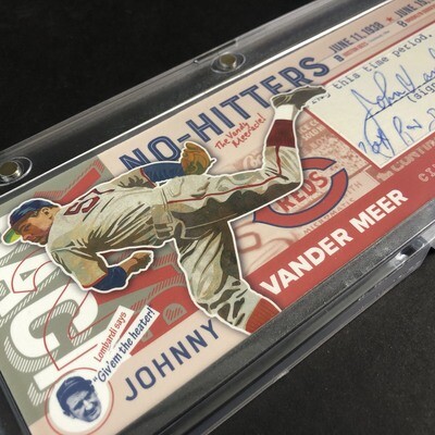 Johnny Vander Meer Booklet Card with Cut Signature True 1/1 Johnny Vander Meer Booklet Card with Cut Signature True 1/1