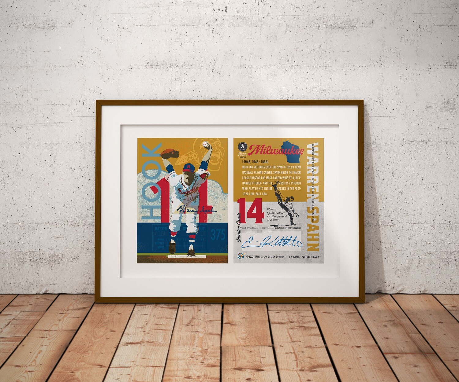 WARREN SPAHN  — DUAL PRINT — Card front &amp; Back