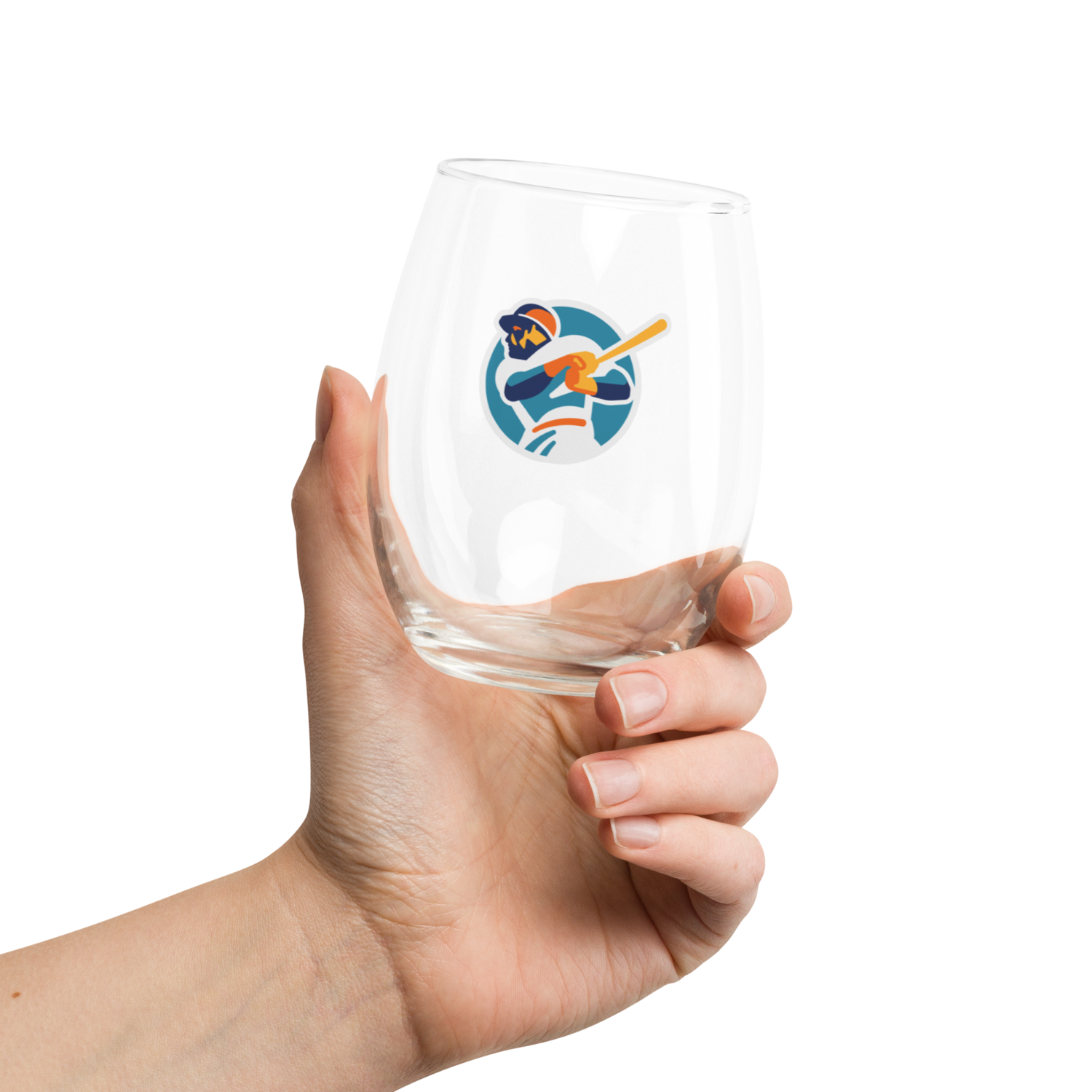 Triple Play Design Logo Stemless wine glass